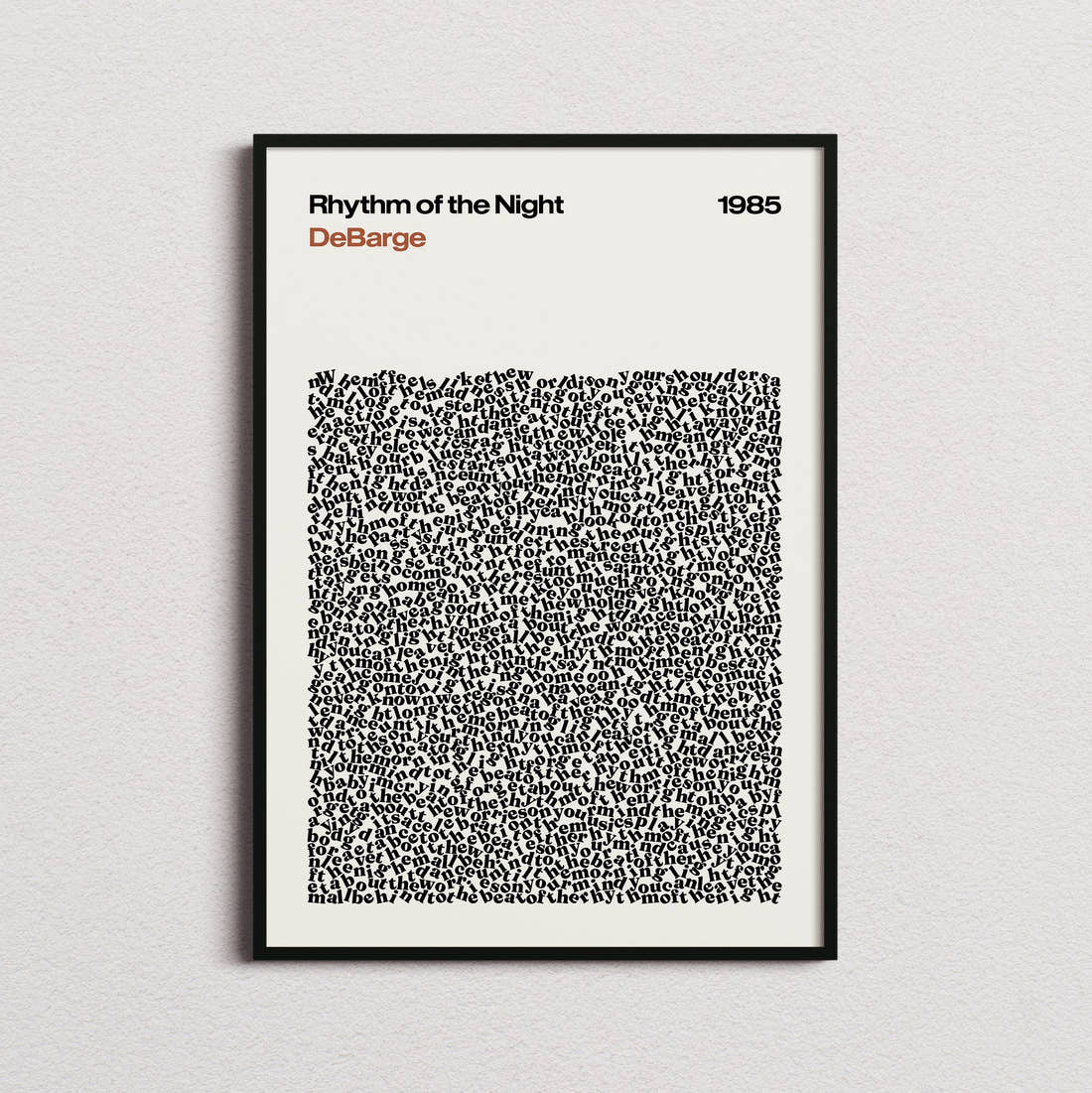 DeBarge Rhythm of the Night Lyric Print in the cream colourway, framed