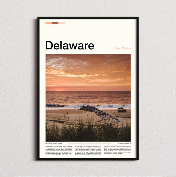 Delaware - Sunset Over The Beach - Travel Print