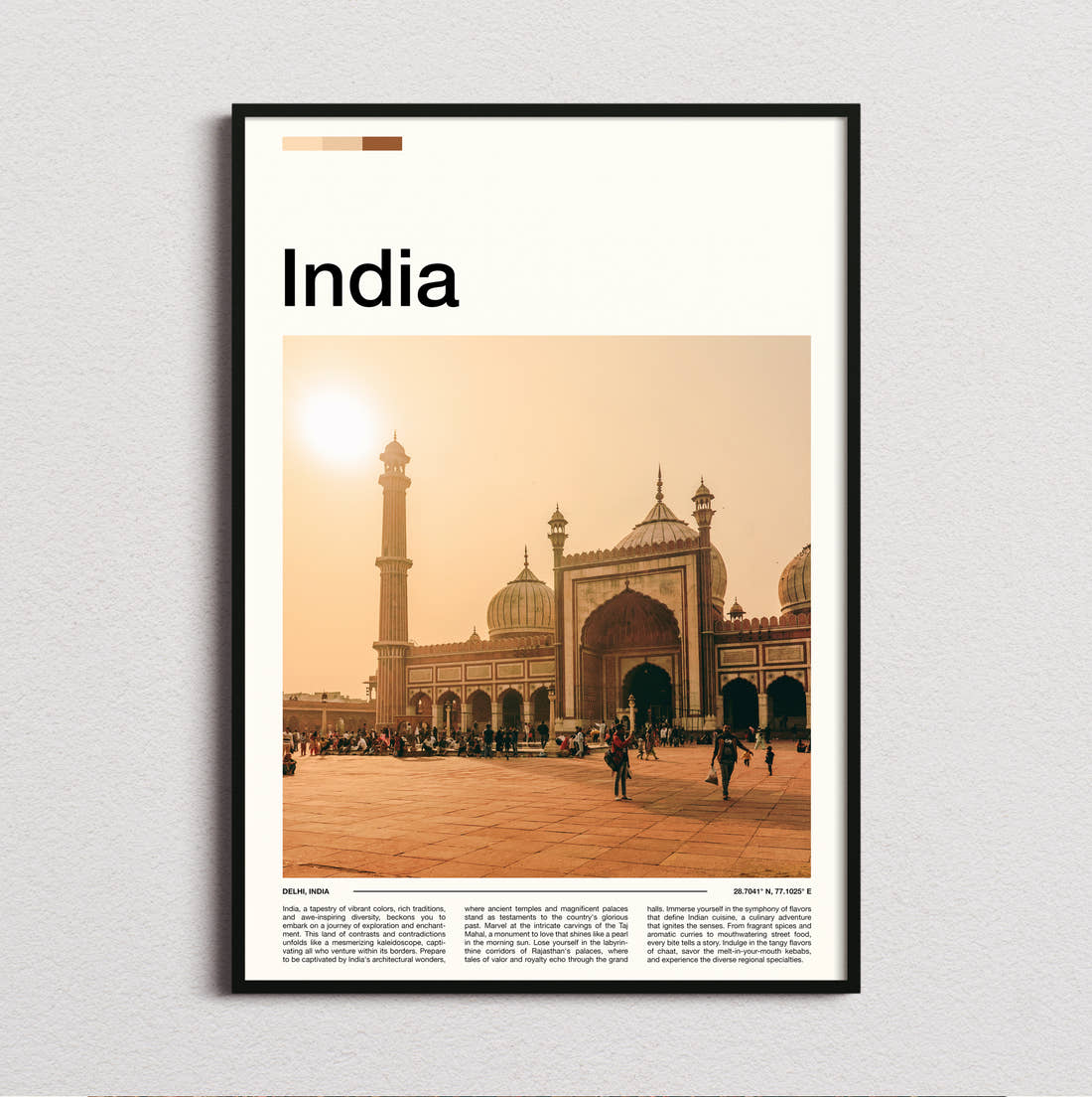 Delhi Jama Masjid Travel Print framed and photographed straight on