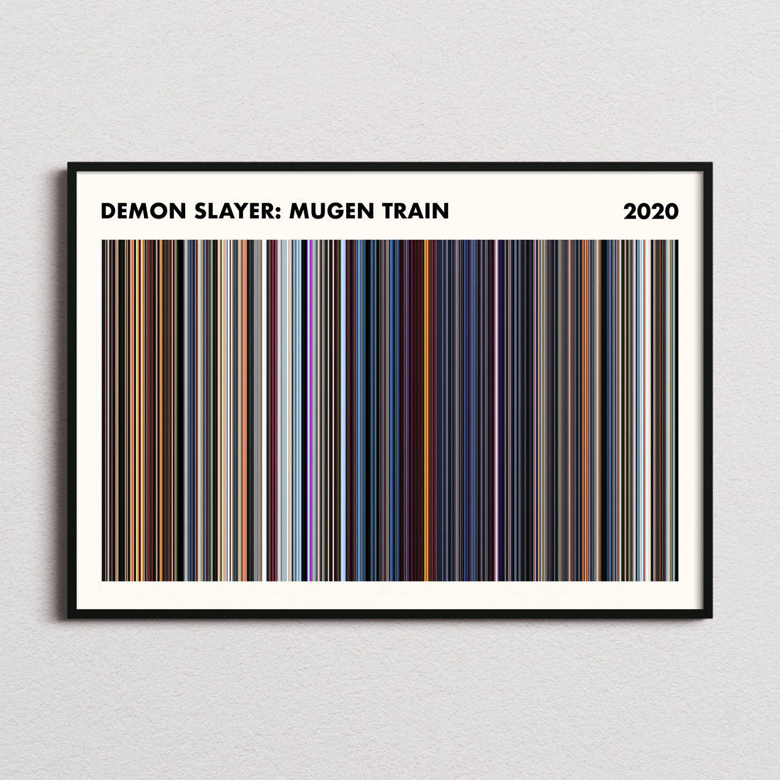 Demon Slayer: Mugen Train Movie Barcode Poster - Simplified