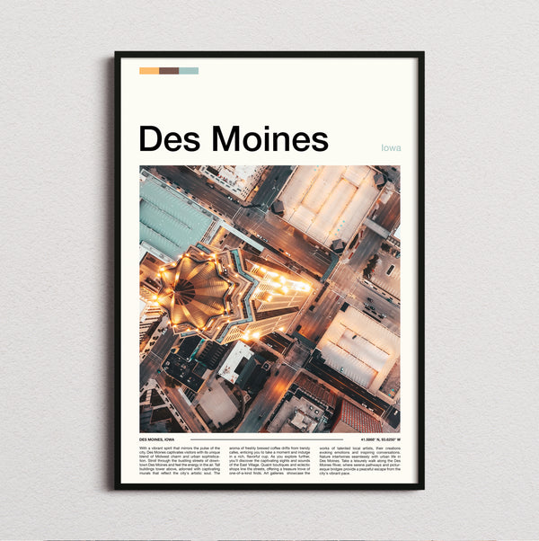Des Moines - Domed Building From Above - Travel Print