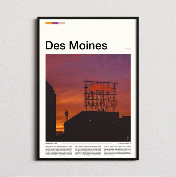 Des Moines - Travelers Umbrella Sign - Travel Print
