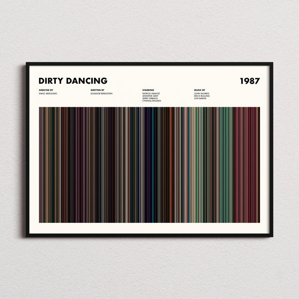 Dirty Dancing Movie Barcode Poster framed and photographed straight on