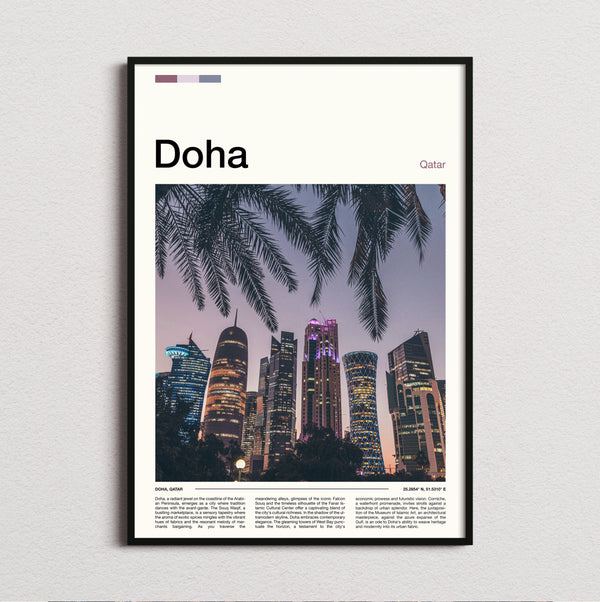 Doha - Skyline Through Palm Fronds - Travel Print