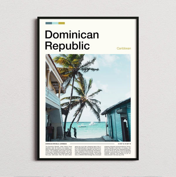 Dominican Republic - Beach Huts And Palms - Travel Print