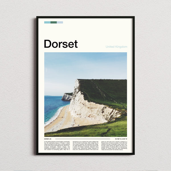 Dorset - White Chalk Cliffs - Travel Print