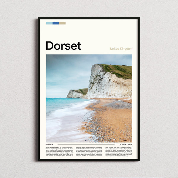 Dorset - Chalk Cliffs And Beach - Travel Print