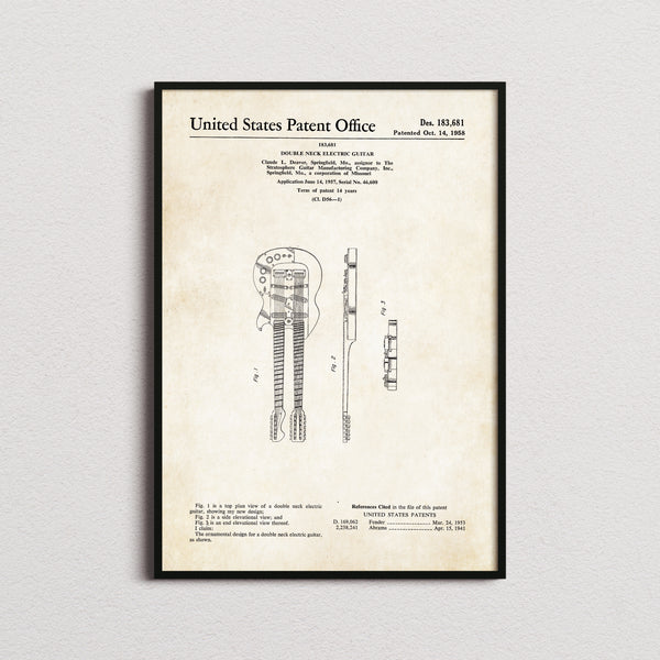 Double Neck Electric Guitar Patent Print