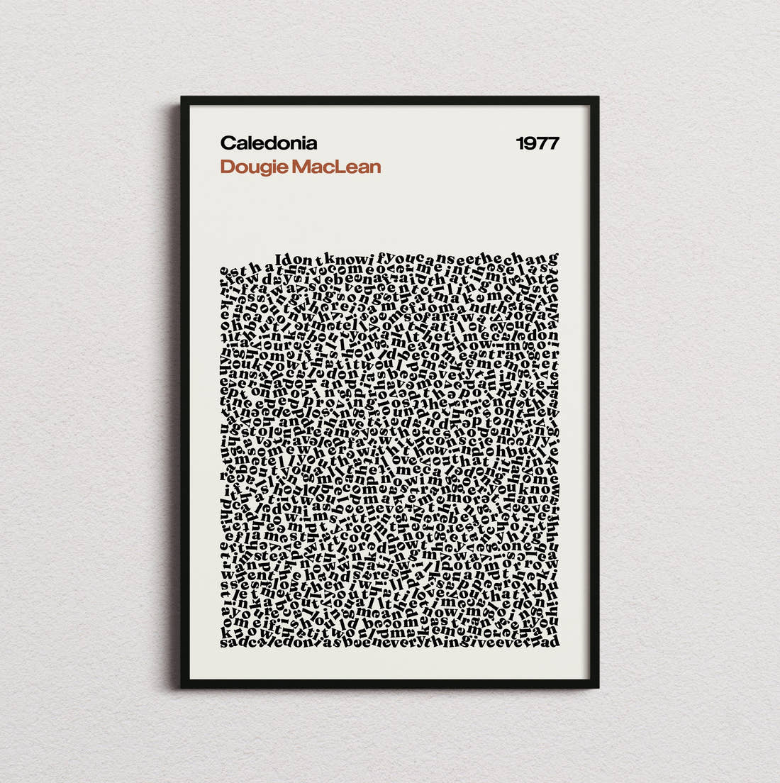 Dougie Maclean Caledonia Lyric Print in the cream colourway, framed