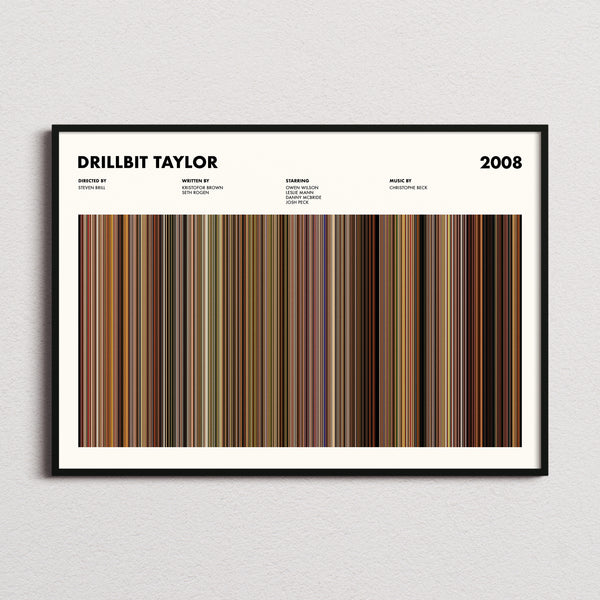 Drillbit Taylor Movie Barcode Poster framed and photographed straight on