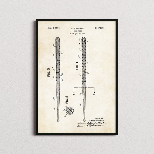 Drum Stick Patent Print