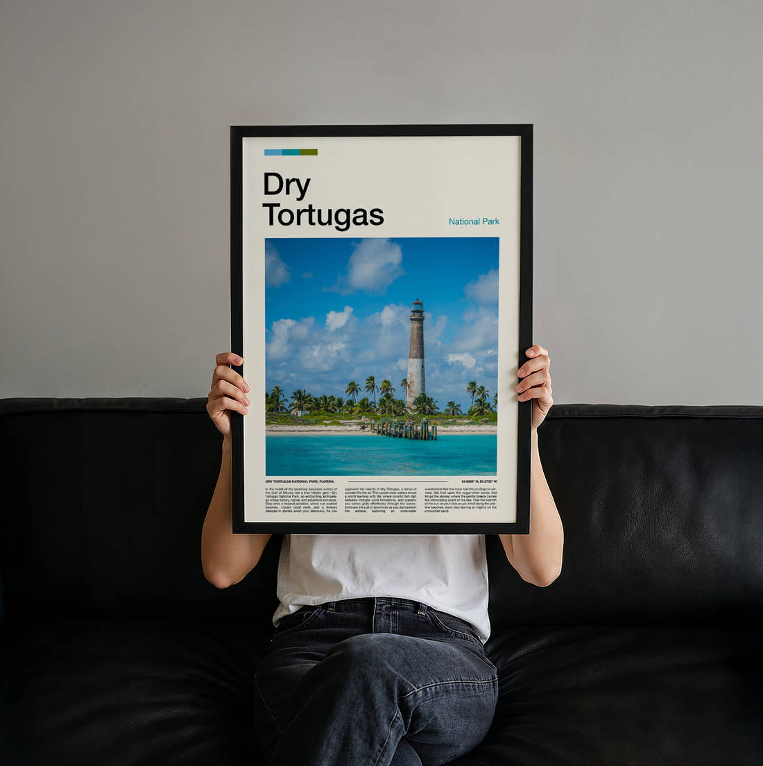 Dry Tortugas Travel Print held up by hand to show the size of the print
