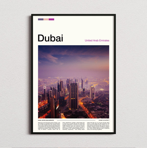 Dubai - Night Skyline - Travel Print