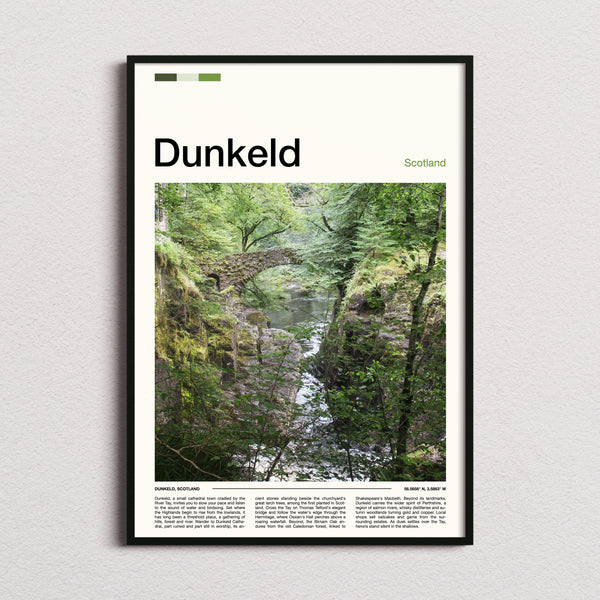 Dunkeld Mossy Gorge Bridge Travel Print framed and photographed straight on