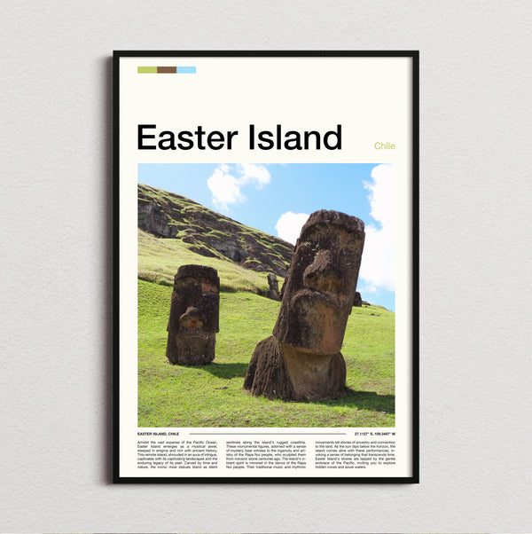 Easter Island - Moai Statues On The Hillside - Travel Print