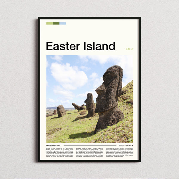 Easter Island - Moai Statues In Profile - Travel Print