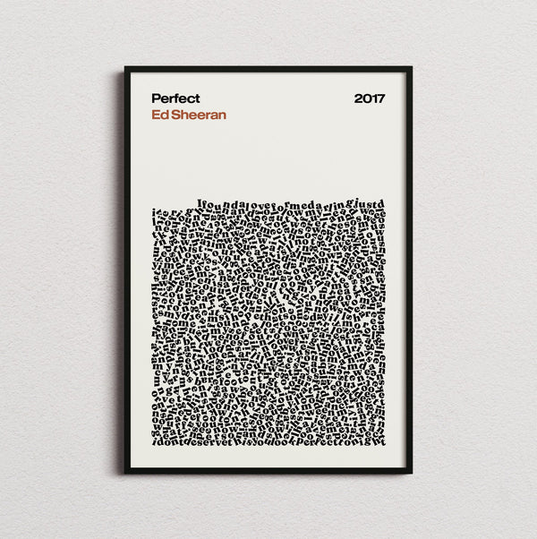 Ed Sheeran Perfect Lyric Print in the cream colourway, framed