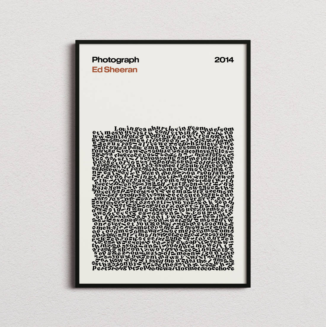 Ed Sheeran Photograph Lyric Print in the cream colourway, framed