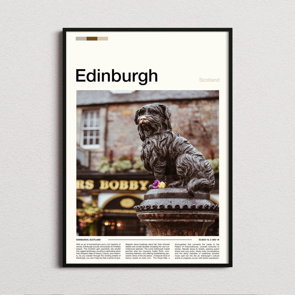 Edinburgh - Greyfriars Bobby Statue - Travel Print