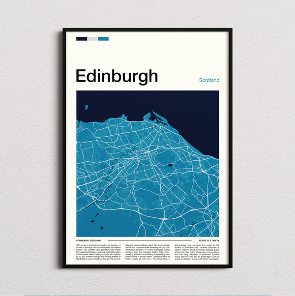 Edinburgh - Street Map - Travel Print