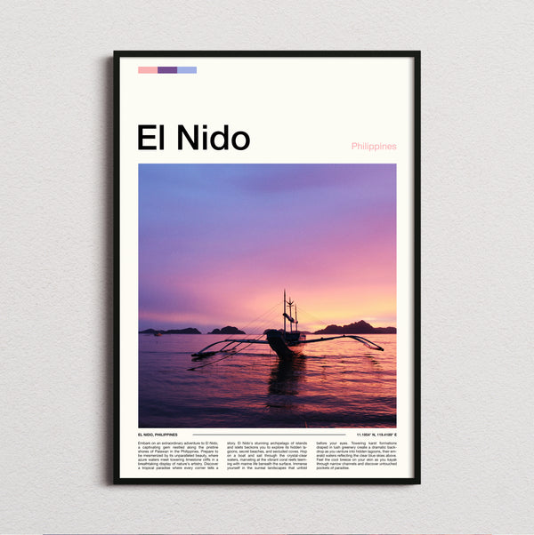 El Nido - Outrigger Boat At Sunset - Travel Print