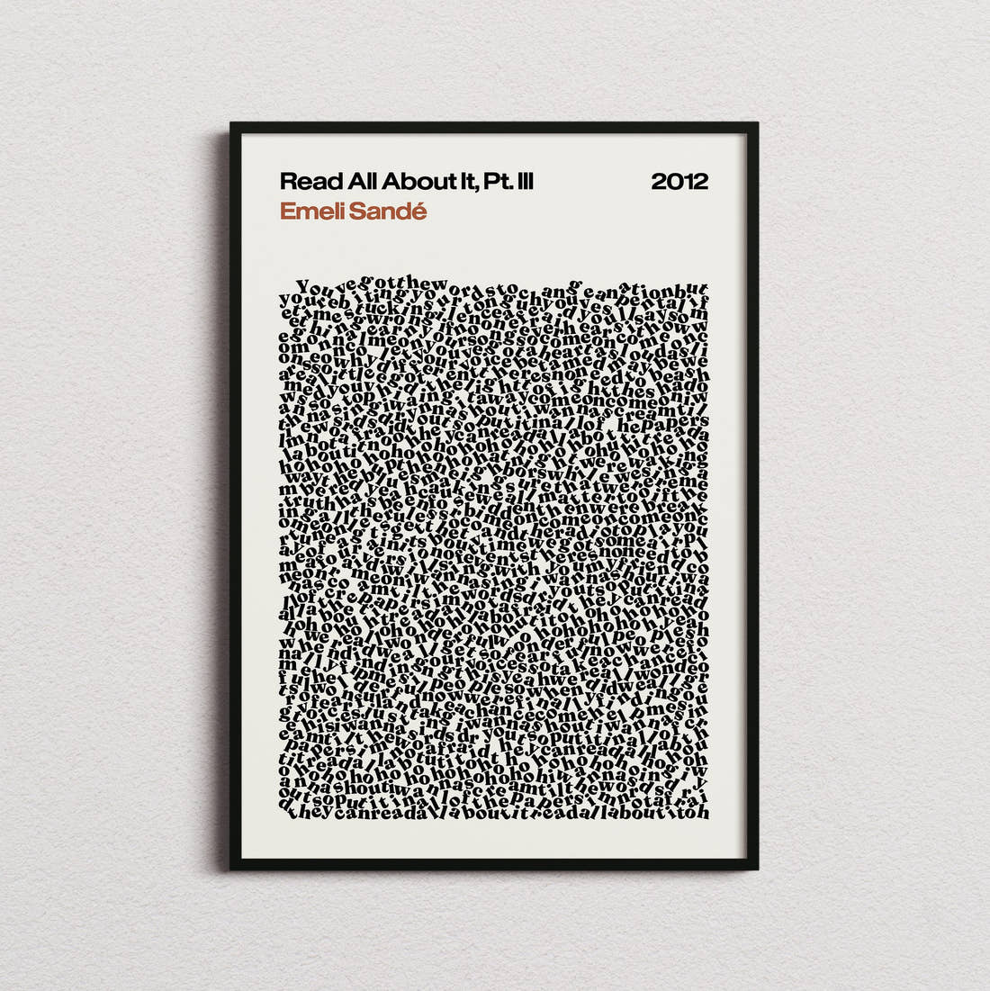 Emeli Sandé Read All About It, Pt. III Lyric Print in the cream colourway, framed