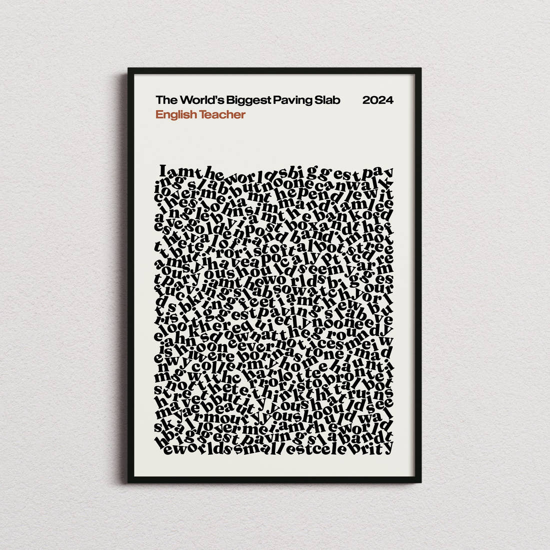 English Teacher The World's Biggest Paving Slab Lyric Print in the cream colourway, framed