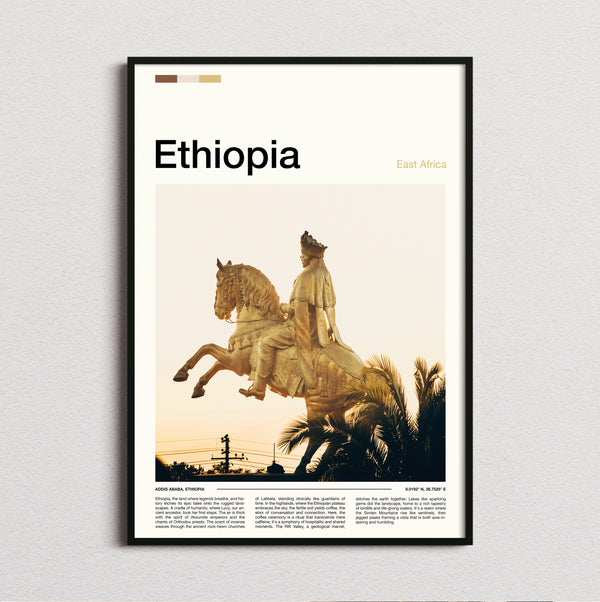 Ethiopia - Golden Equestrian Statue - Travel Print