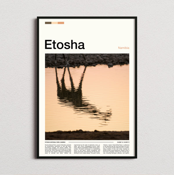 Etosha - Giraffe Reflection - Travel Print