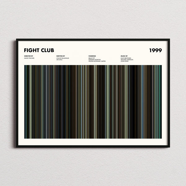 Fight Club Movie Barcode Poster framed and photographed straight on