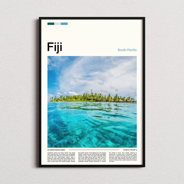 Fiji Split-Level Lagoon View Travel Print framed and photographed straight on