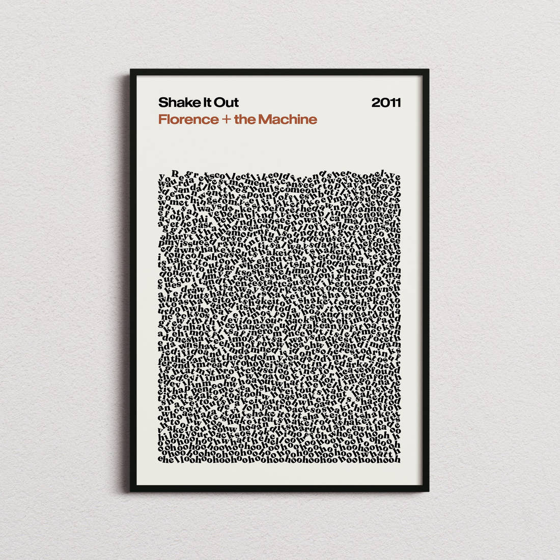 Florence + the Machine Shake It Out Lyric Print in the cream colourway, framed