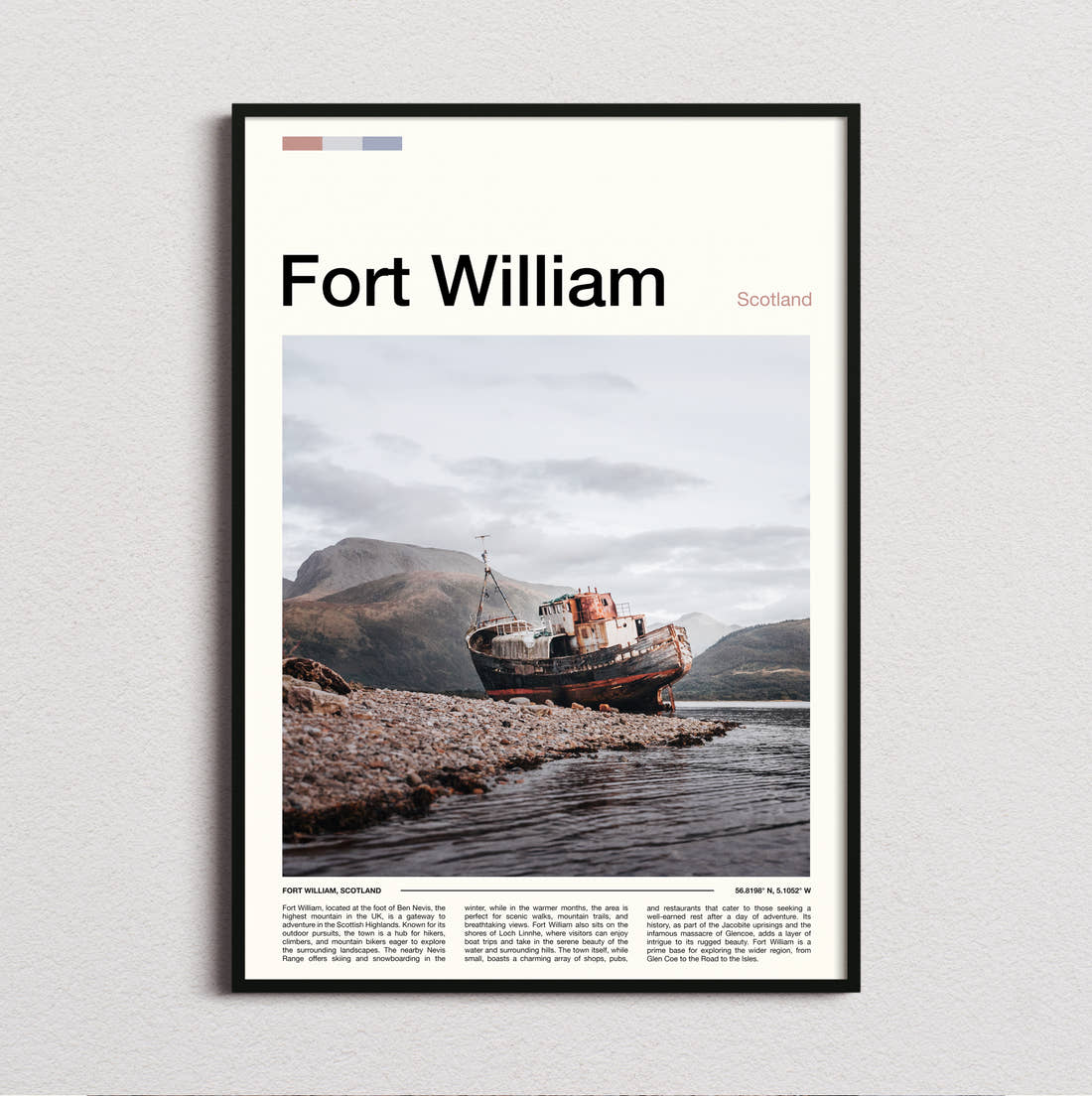 Fort William Shipwreck On The Shore Travel Print framed and photographed straight on