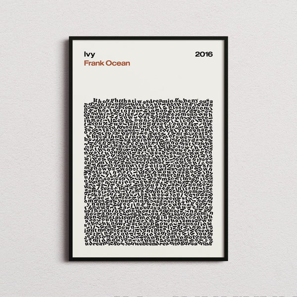 Frank Ocean Ivy Lyric Print in the cream colourway, framed