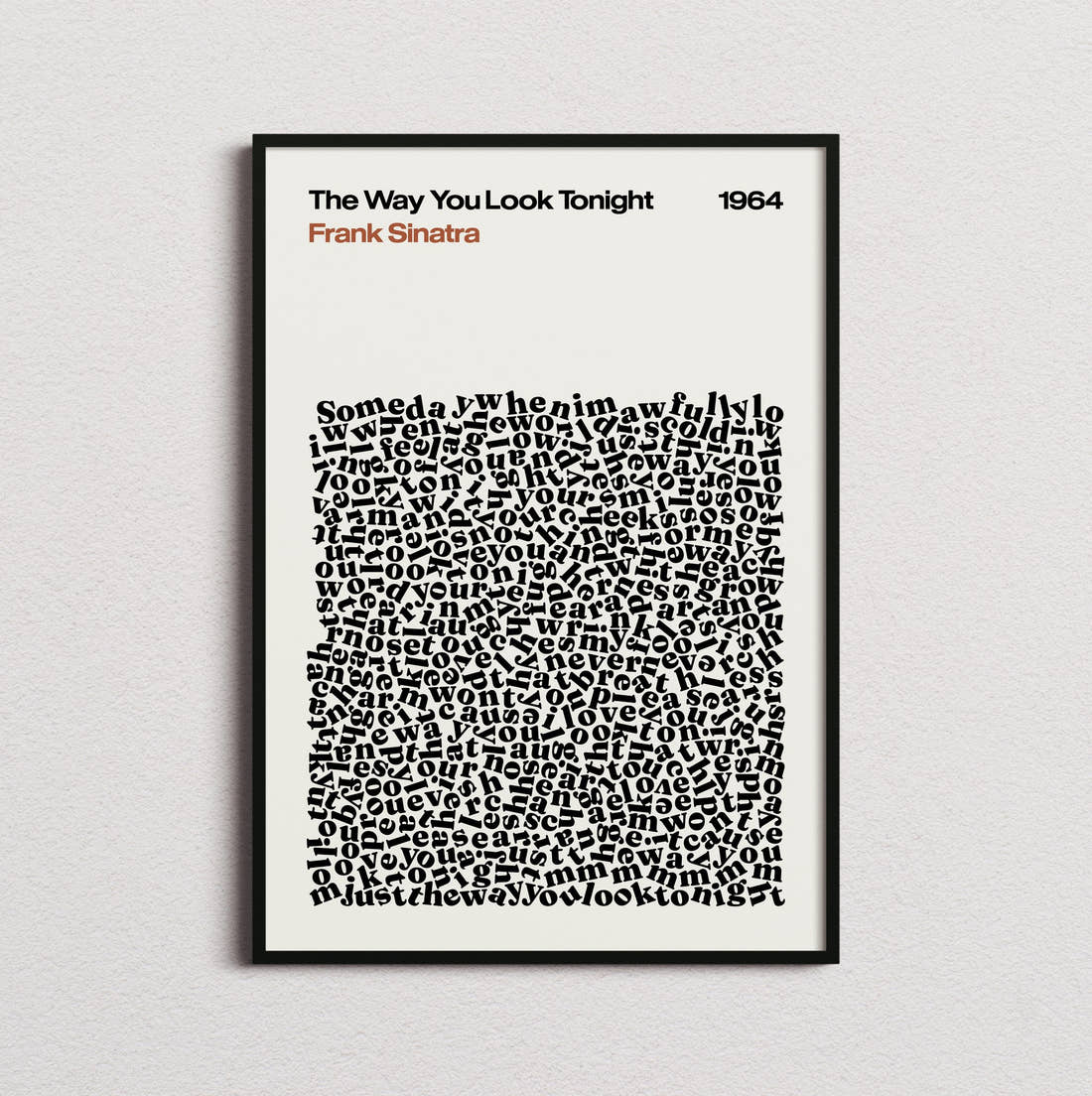 Frank Sinatra The Way You Look Tonight Lyric Print in the cream colourway, framed