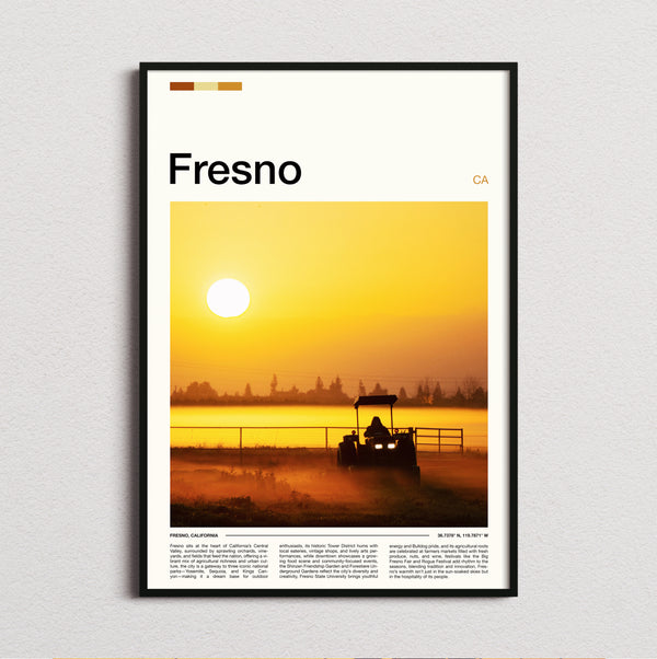 Fresno - Tractor At Sunset - Travel Print