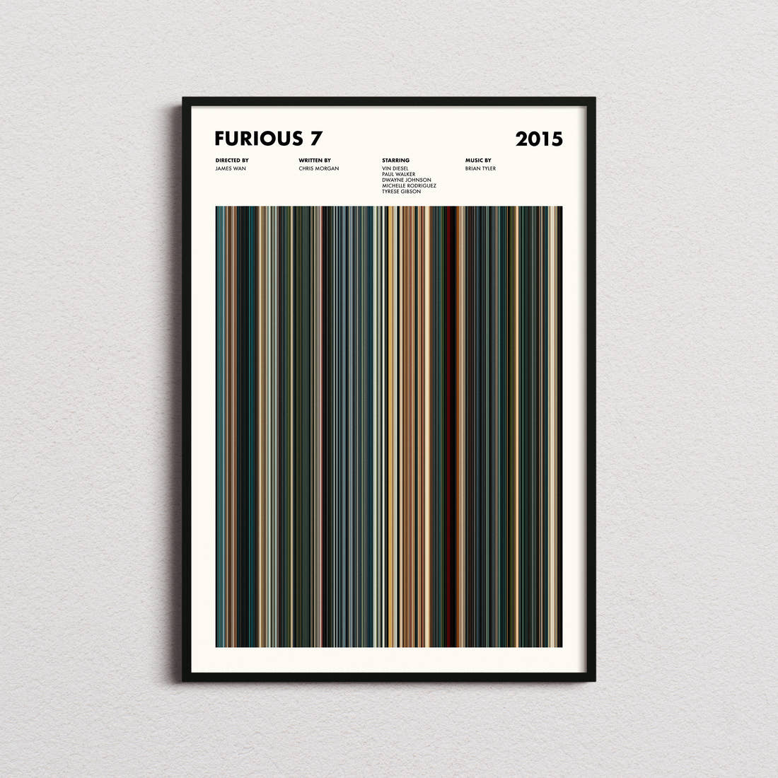 Furious 7 Movie Barcode Poster