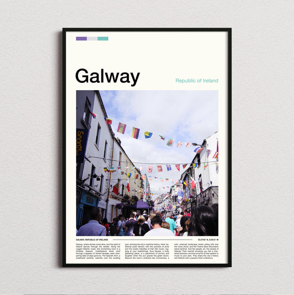 Galway - Street With Bunting - Travel Print