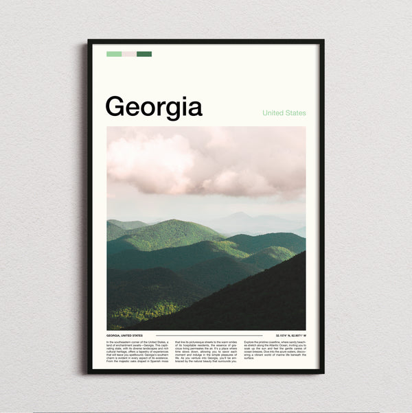 Georgia - Misty Green Mountains - Travel Print