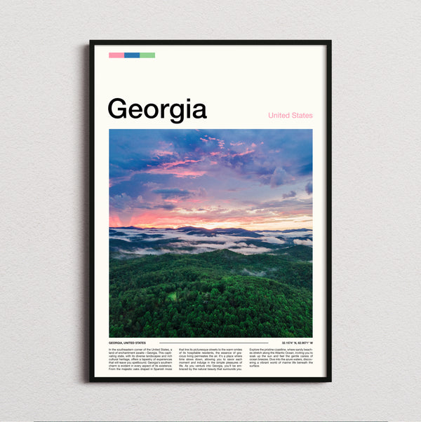 Georgia - Forested Hills At Sunset - Travel Print