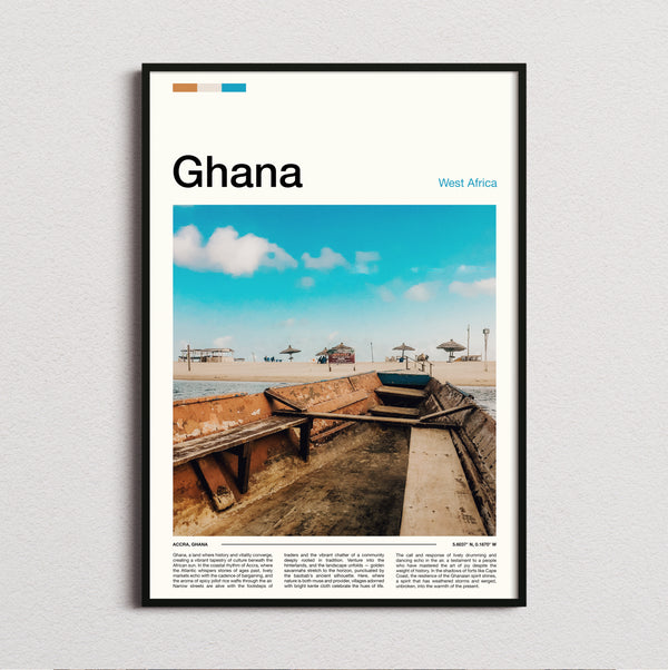 Ghana - Wooden Boat On The Beach - Travel Print