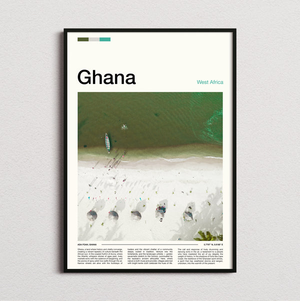 Ghana - Aerial View Of The Beach - Travel Print