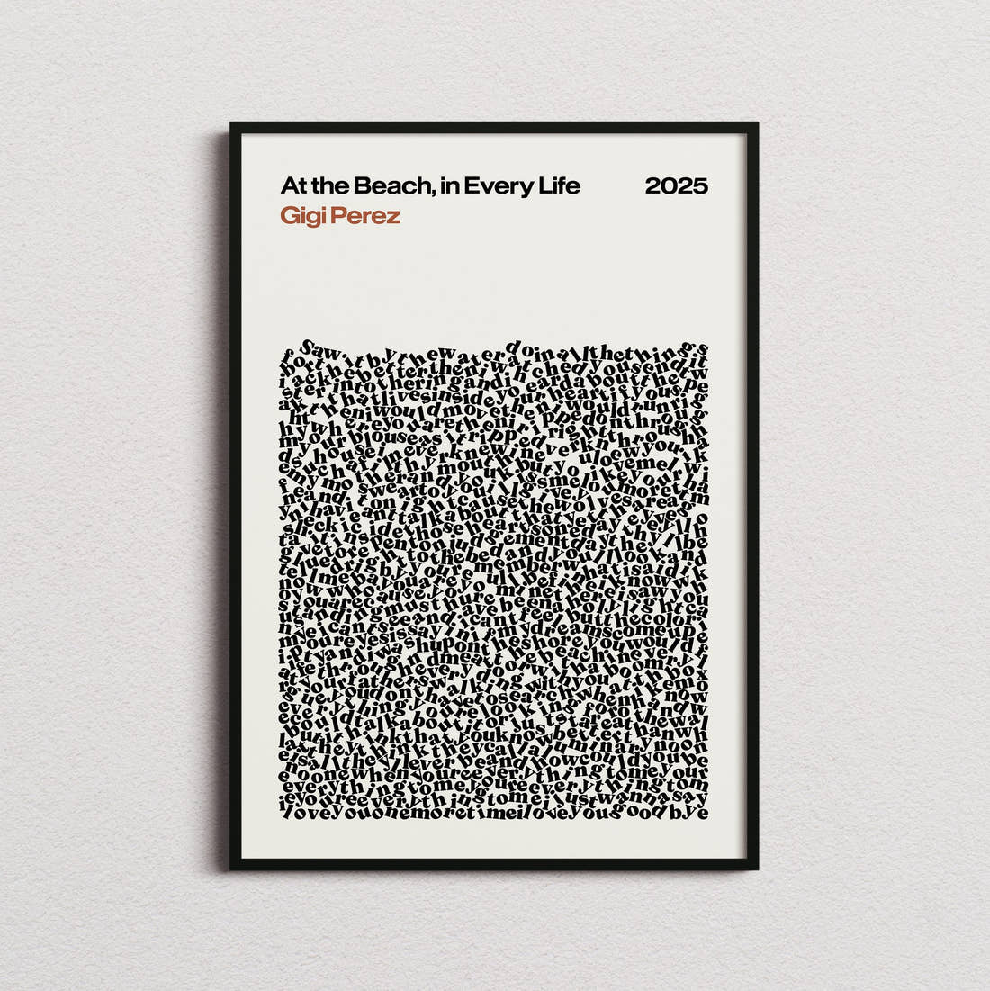 Gigi Perez At the Beach, in Every Life Lyric Print in the cream colourway, framed