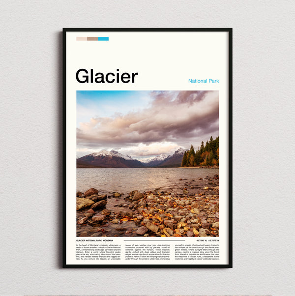 Glacier - Pebble Shore By The Lake - Travel Print