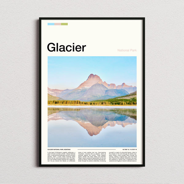 Glacier - Mountain Reflected In The Lake - Travel Print