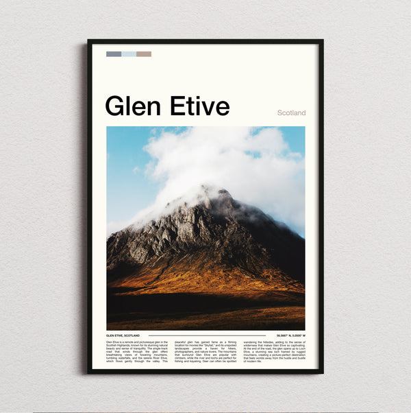Glen Etive - Dark Mountain Peak - Travel Print