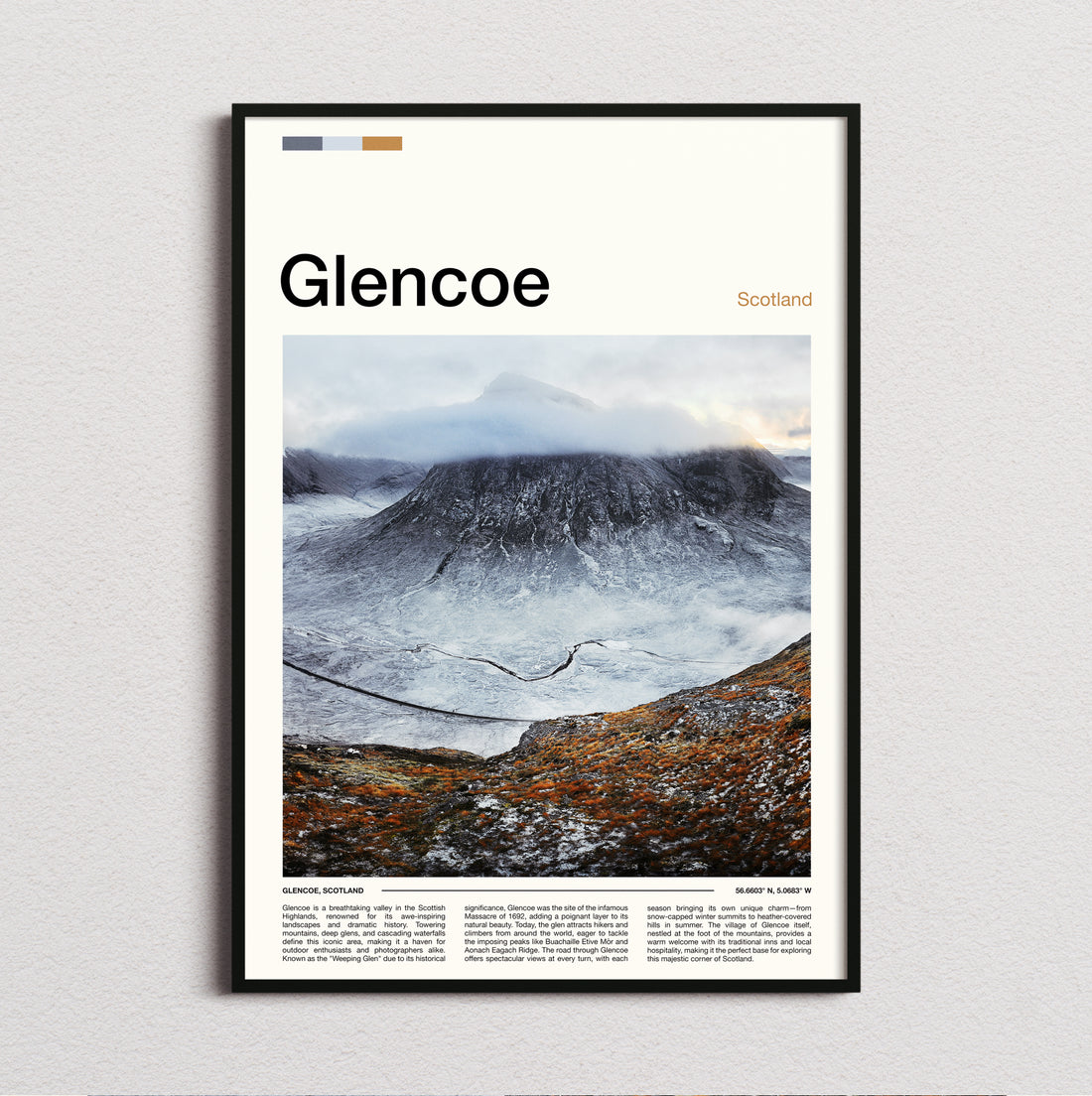 Glencoe - Winding River In Snow - Travel Print