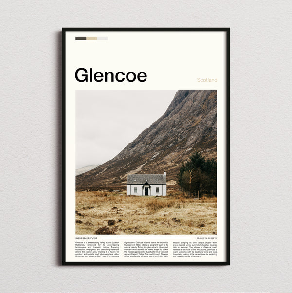 Glencoe - Lone White Cottage - Travel Print
