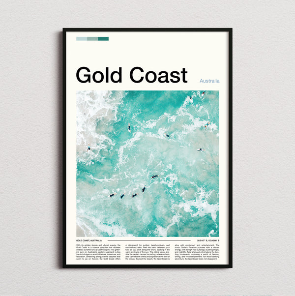 Gold Coast - Surfers In The Waves - Travel Print