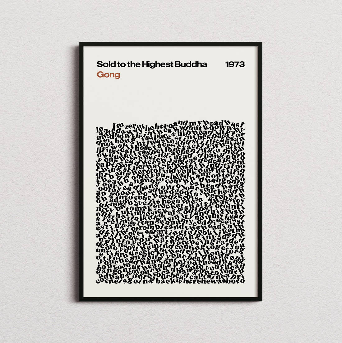 Gong Sold to the Highest Buddha Lyric Print in the cream colourway, framed